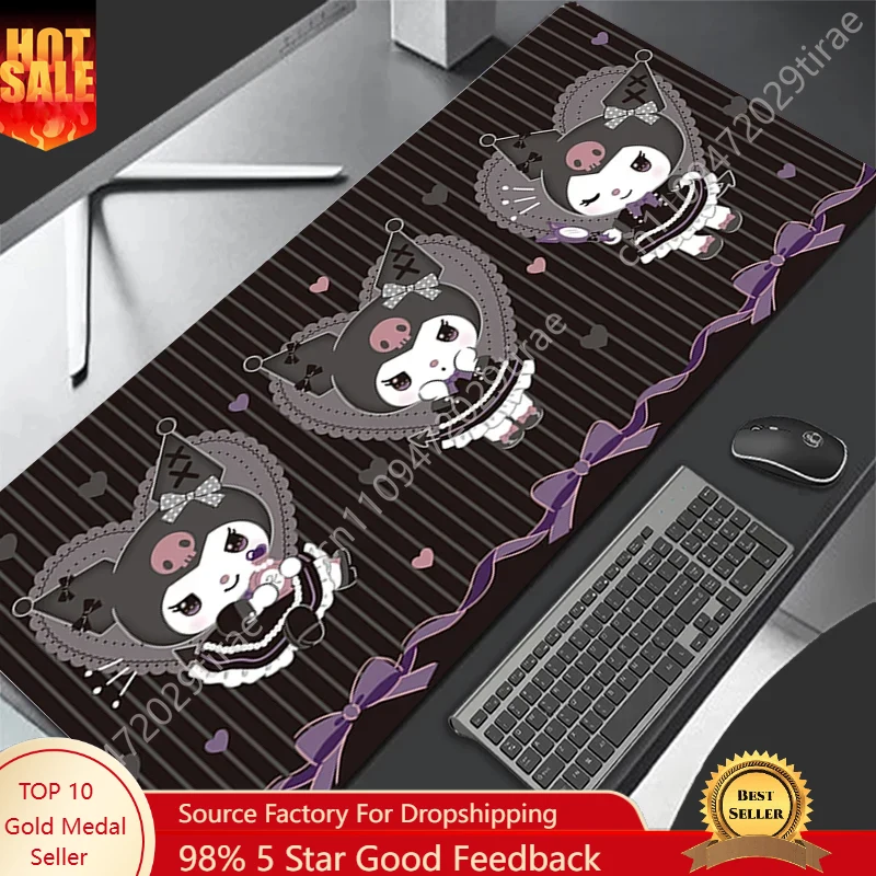 Pc Gaming Kuromi - Kuromi Leather Mousepad Gaming Anime Keyboard