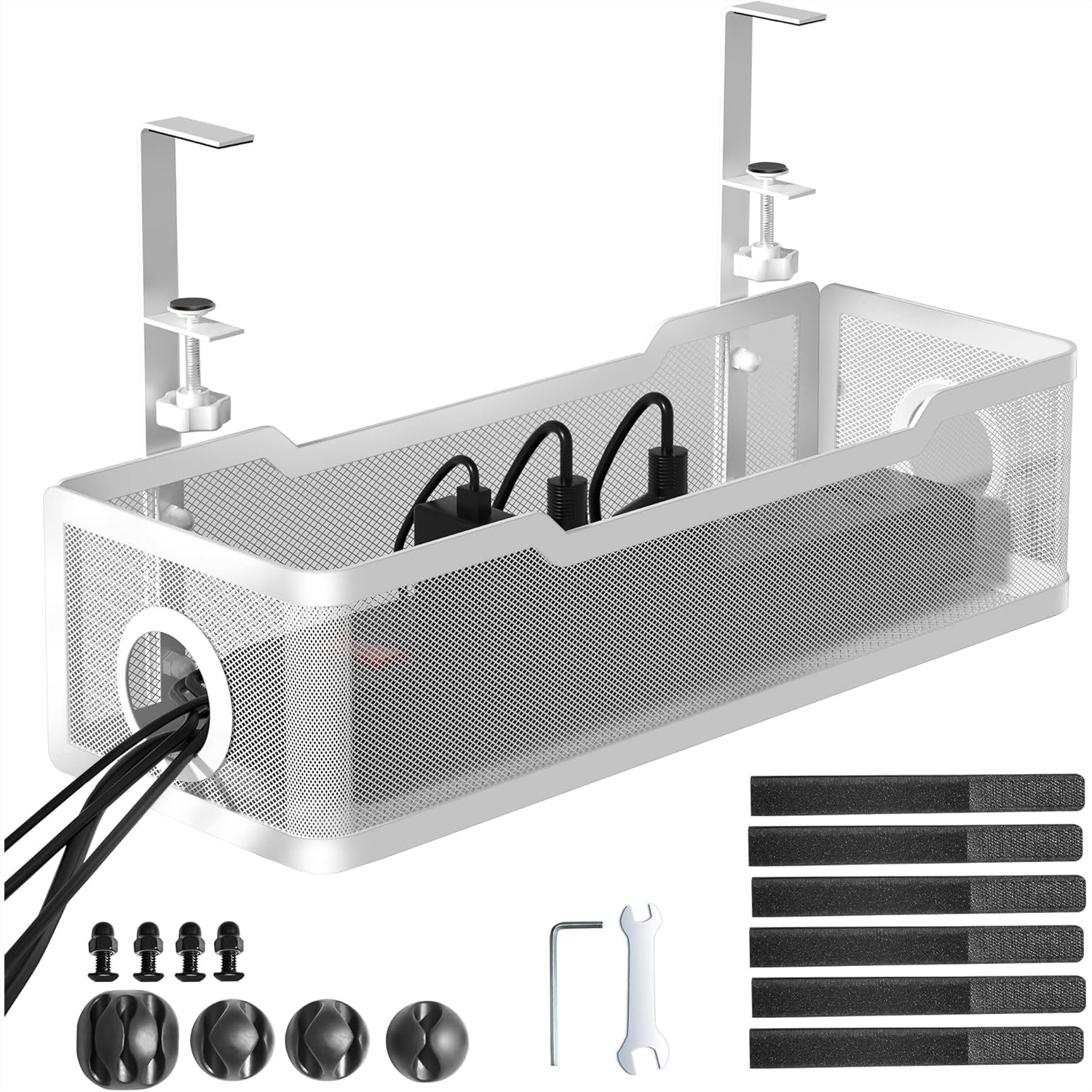 Cable Management Sleeve - Under Desk Cable Management Tray White,