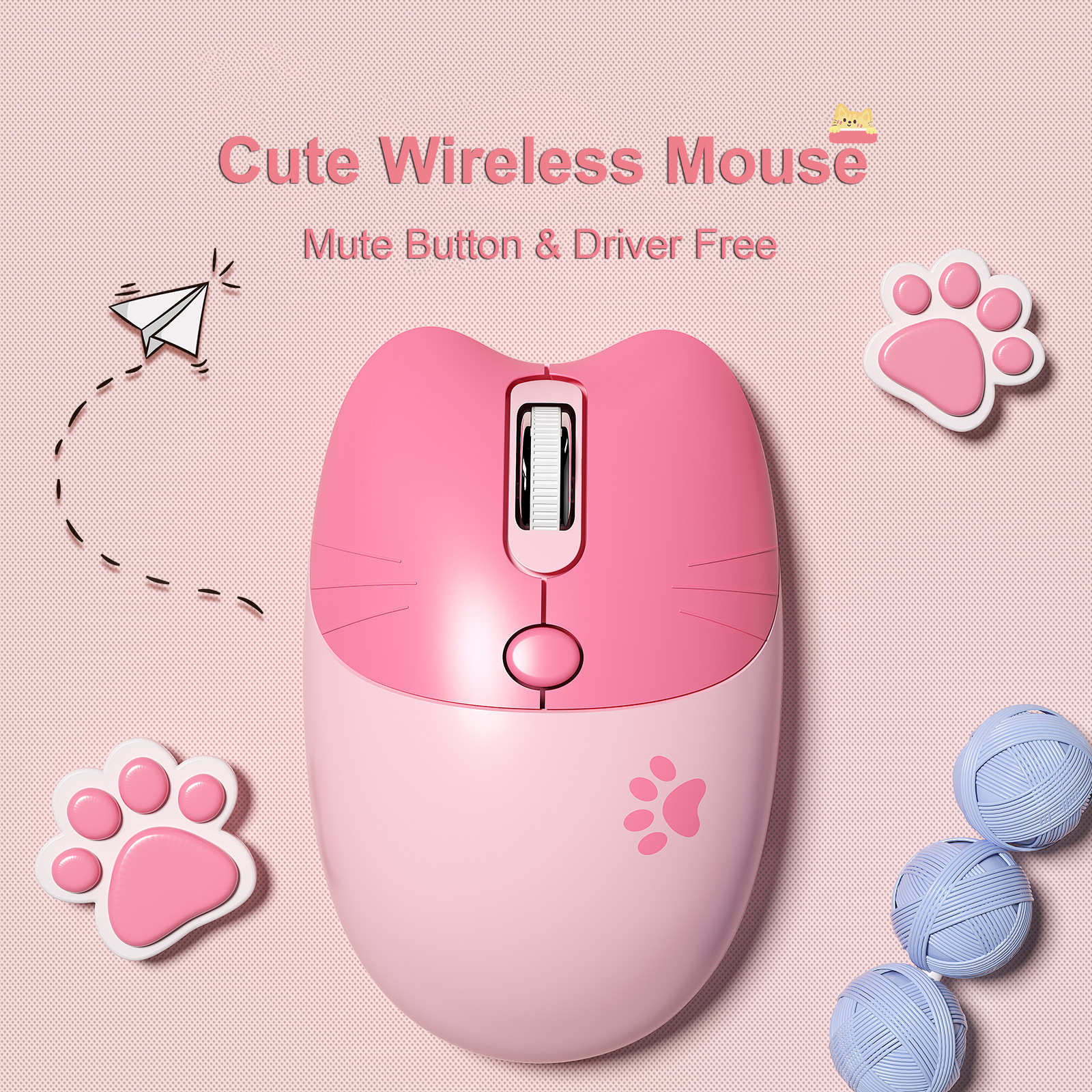 Pink Wireless Cute Meow Mouse  - Pc Gaming X3D บทวิจารณ์และราคา